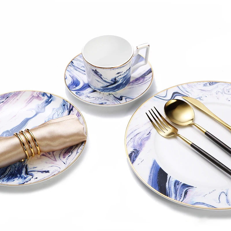 Aurora Marble Plate Set