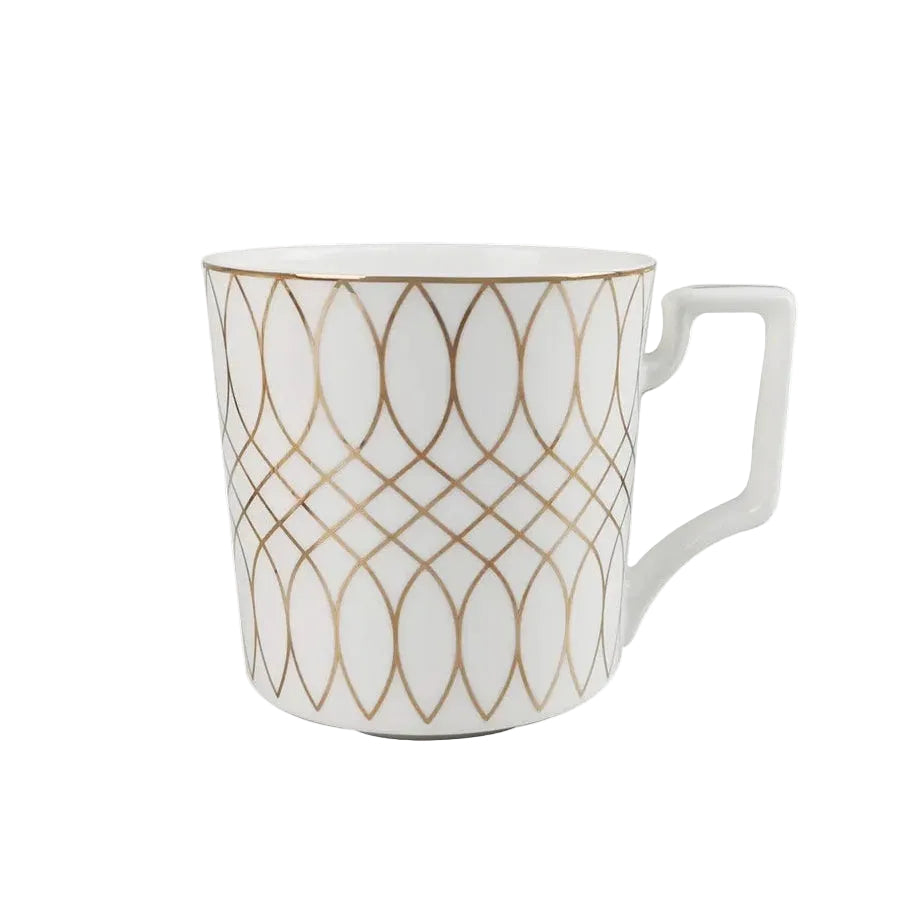 Luxe Ivory Lattice Bone China Geometric 5‑Piece Tea Set for Two – Essential Teapot & Cup Set