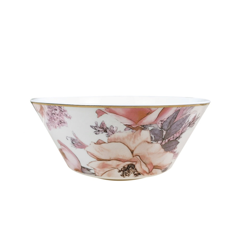 Blush Reverie Fine Bone China Floral 6‑Inch Cereal Bowl 6 inch Bowl